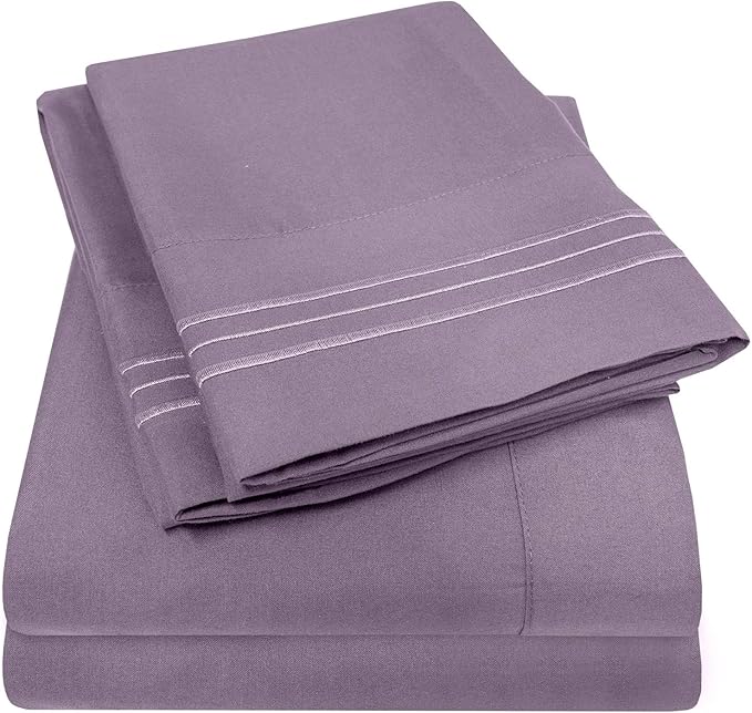 1500 Supreme Collection King Sheet Sets Plum - Luxury Hotel Bed Sheets and Pillowcase Set for King Mattress - Extra Soft, Elastic Corner Straps, Deep Pocket Sheets, King Plum