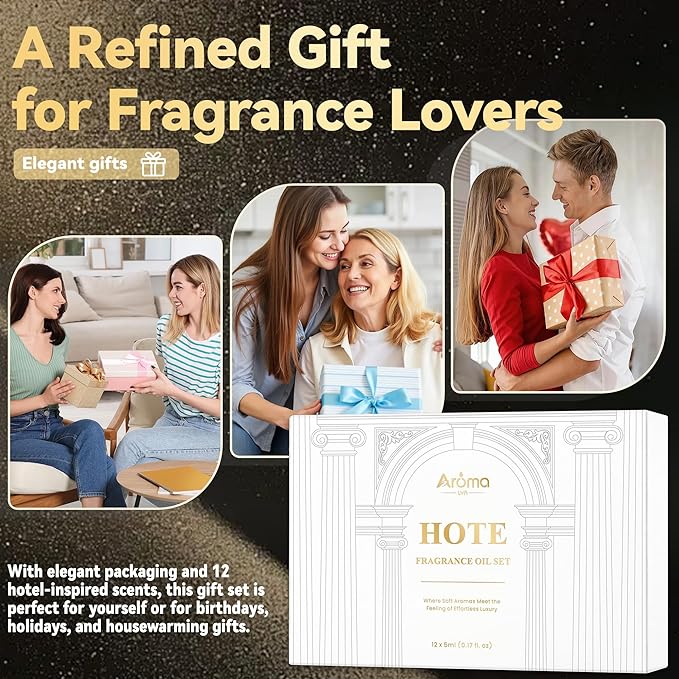 Hotel-Inspired Fragrance Oil Set- 12 x 5 mL Easy to Explore, Easy to Find Your Favorites, Essential Oils for Home for Diffuser My Way Diffuser Oil