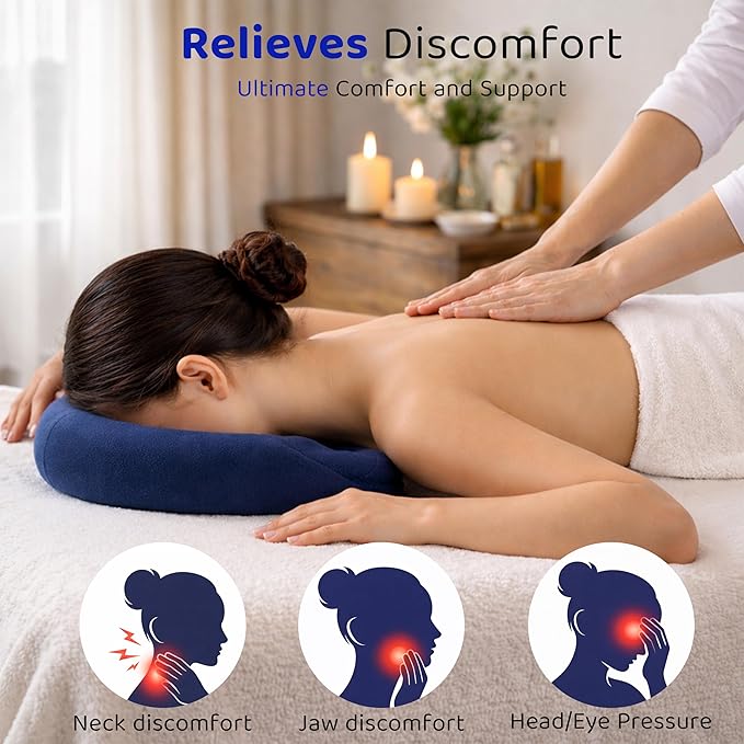 Round Face Down Pillow for Massage, Lash Extensions & Facials – Breathable Prone Support Cushion with Face Hole, Soft Neck & Head Comfort Pillow for Spa, Salon, Tattoo, Stomach Sleeping & Home Use