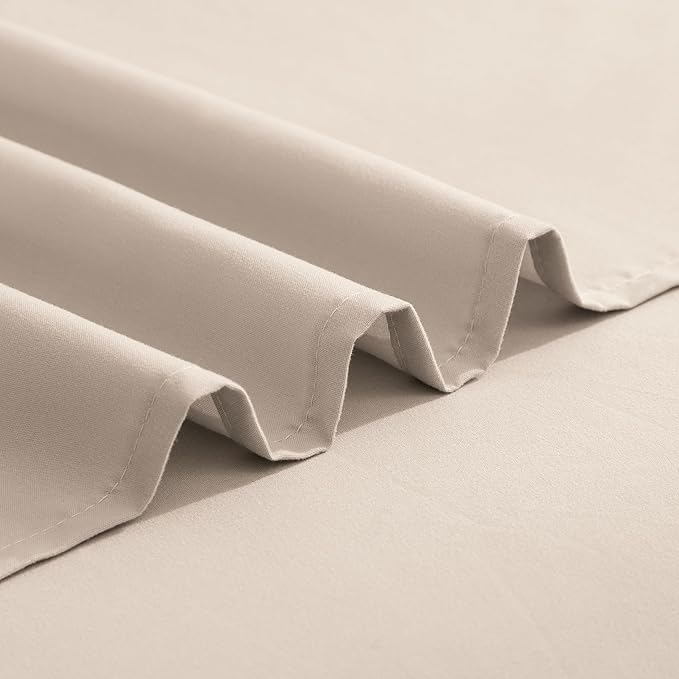 Elegant Comfort Luxurious 1500 Premium Hotel Quality Microfiber Three Line Embroidered Softest 4-Piece Bed Sheet Set, Wrinkle and Fade Resistant, Queen, Cream