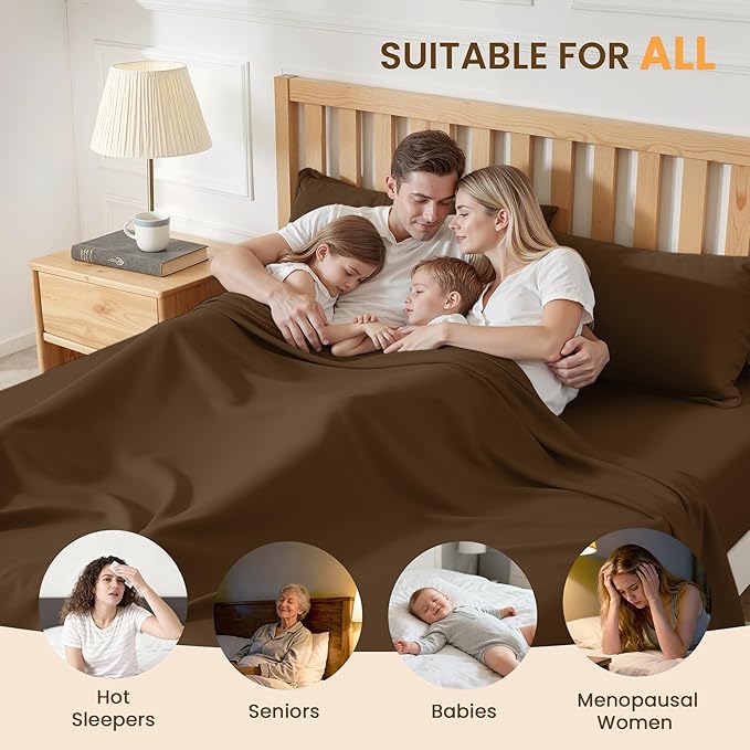 King Size 4 Piece Bed Sheet Set - Ultra Imitation Cotton-Premium Breathable & Cooling Sheets - Hotel Luxury Bed Sheets Deep Pocket up to 15"- Wrinkle, Fade, Stain Resistant (Dark Brown, King)
