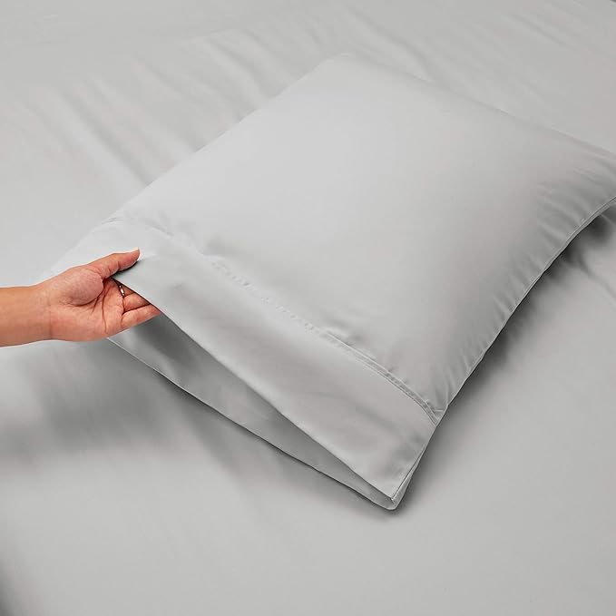 Nestl Deep Pocket Sheet Set, King, Microfiber, 4 Piece, Light Grey