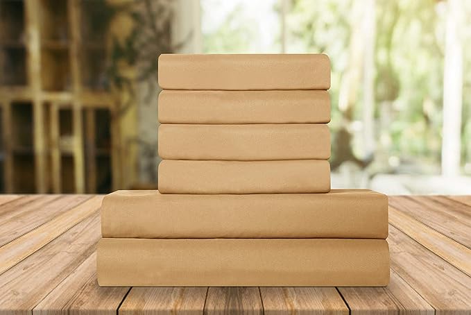 Elegant Comfort Luxury Soft Bed Sheets 1500 Premium Hotel Quality Microfiber Softness Wrinkle and Fade Resistant (6-Piece) Bedding Set, California King, Medallion Gold
