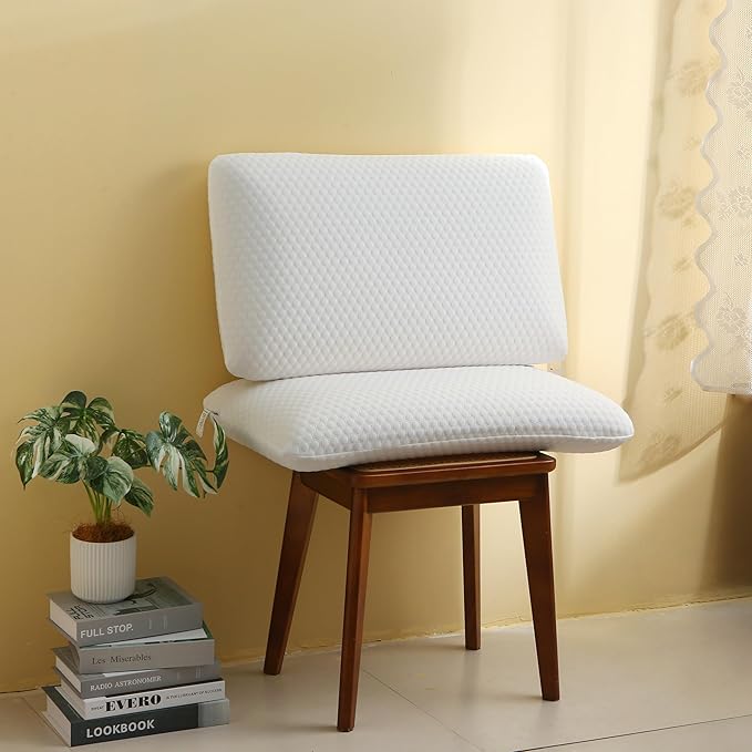 CSDLF Memory Foam Bed Pillows, Pillow for Side and Back Sleeper, Pillow for Neck Pain Relief, Washable Removable Cover, Soft, White (Queen)