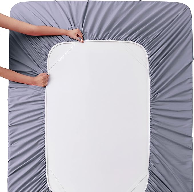 Manyshofu Extra Deep Pocket King Size Sheets - Hotel Luxury 1800 Thread Count Sheets & Pillowcases - Microfiber Bedding Set up to 24" Mattress - Grey Bed Sheets 18-24 Inch Deep Pockets - 4 Piece