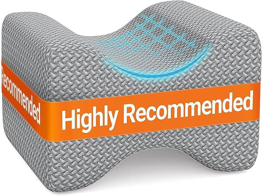 BlissTrends Memory Foam Knee Pillow, Knee Pillow for Side Sleepers, Leg Pillows for Sleeping Blood Circulation, Elevation Pillow for Spine Aligning, Sciatica, Hip, Knee, Ankle Pain, Grey, X-Large