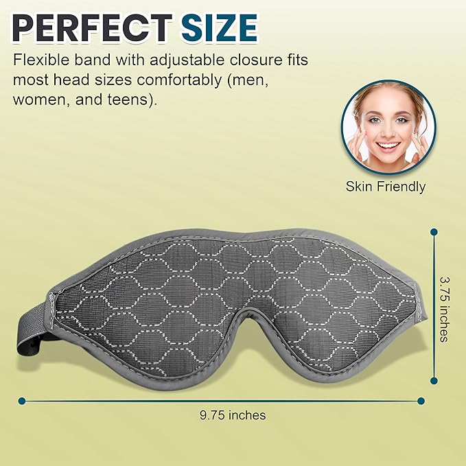HILU Sleep Mask - 100% Light Blocking Eye Mask for Sleeping - Mothers Day Gifts for Mom, Zero Eye Pressure, Comfortable & Adjustable Design, Night Blindfold Eye Mask for Women & Men (Gray, 1 Count)