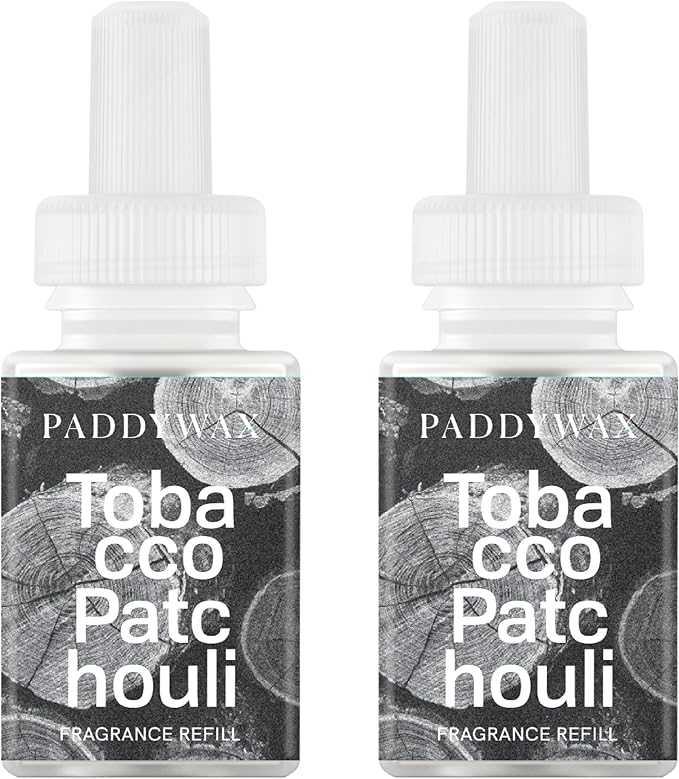 Pura & Paddywax Home Scent Refill - Smart Home Air Diffuser Fragrance - Long-Lasting Luxury Fragrance per Refill - Household Essential - Clean Diffuser Fragrance - 2 Pack, Tobacco & Patchouli