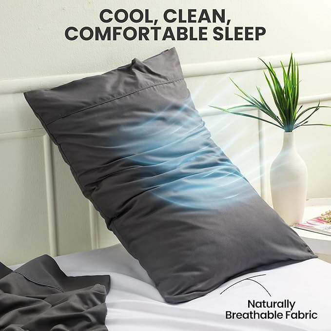 Utopia Bedding King Pillow Cases - 2 Pack - Envelope Closure - Soft Brushed Microfiber Fabric - Shrinkage and Fade Resistant Pillow Covers King Size 20 X 40 Inches (King, Grey)