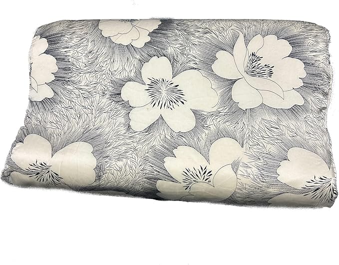 Silk Pillowcase for Memory Foam Pillow Neck Pillow, Pure Mulberry Silk Pillow Case for Cervical Pillow Contour Pillow (Grey White Flower, 24"" x 14"" x 4.7""/3.9""), ZT19114M