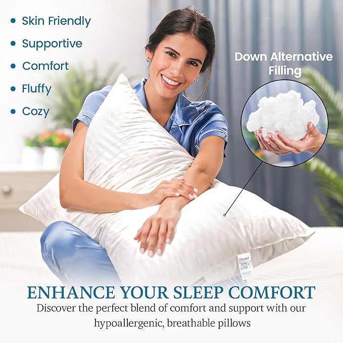 King Size Pillows Set of 2 Down Alternative – Soft & Fluffy King Pillows 2 Pack with Soft & Brushed Cover, Hotel Pillows for Bed, Perfect Bed Pillows for Side and Back Sleepers, Size 20"x36"