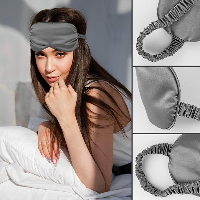 1 Pcs Silk Sleep Mask, Soft Eye Mask with Elastic Strap, Lightweight Blindfold for Men, Women, Travel, and Naps (Black)