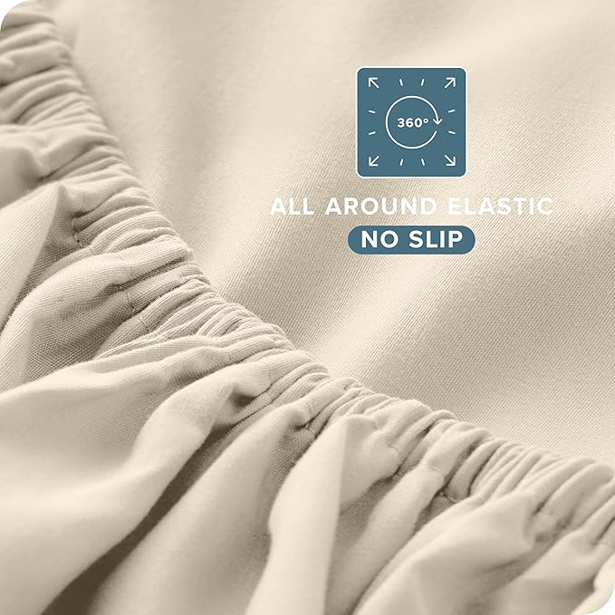 Bare Home Twin XL Sheet Set - 1800 Ultra-Soft Microfiber Twin Extra Long Bed Sheets - Double Brushed - Deep Pockets - Easy Fit - 3 Piece Set - Bedding Sheets & Pillowcases (Twin XL, Sand)