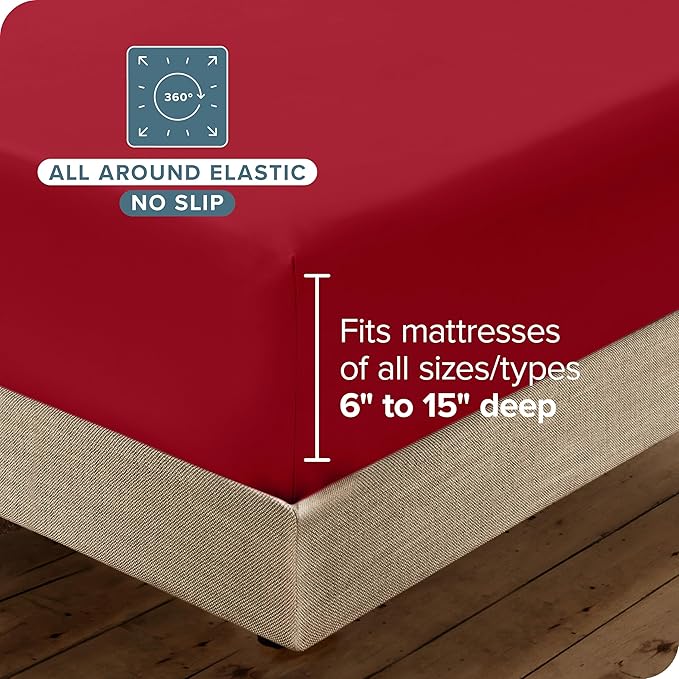 Bare Home Hotel Luxury Cal King Sheet Set, Extra Soft, 6 Piece Set, Deep Pockets, Easy Fit, Cooling & Breathable, Wrinkle, Fade, Stain Resistant, Includes 4 Pillowcases (California King, Red)