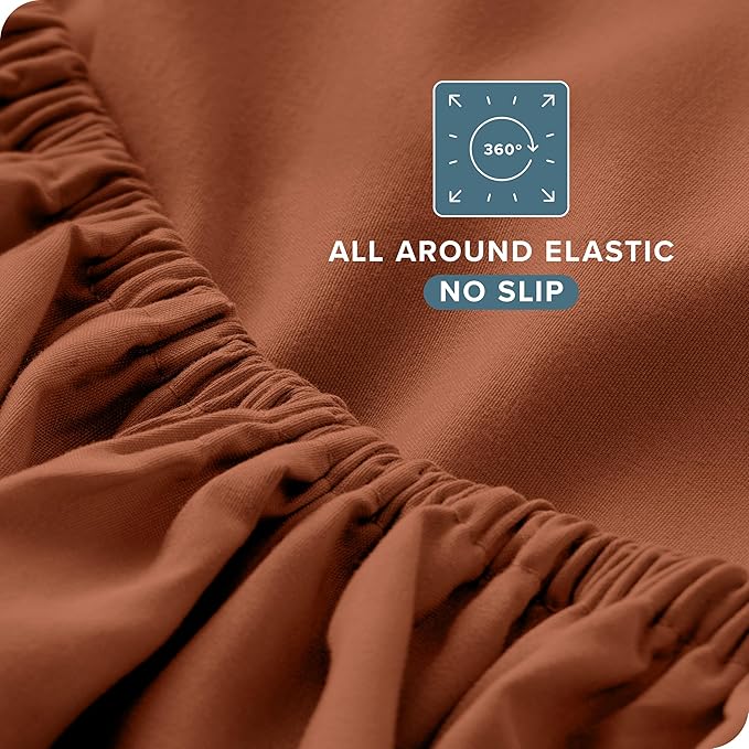 Bare Home Queen Sheet Set - 1800 Ultra-Soft Microfiber Queen Bed Sheets - Double Brushed - Deep Pockets - Easy Fit - 4 Piece Set - Bedding Sheets & Pillowcases (Queen, Terracotta)