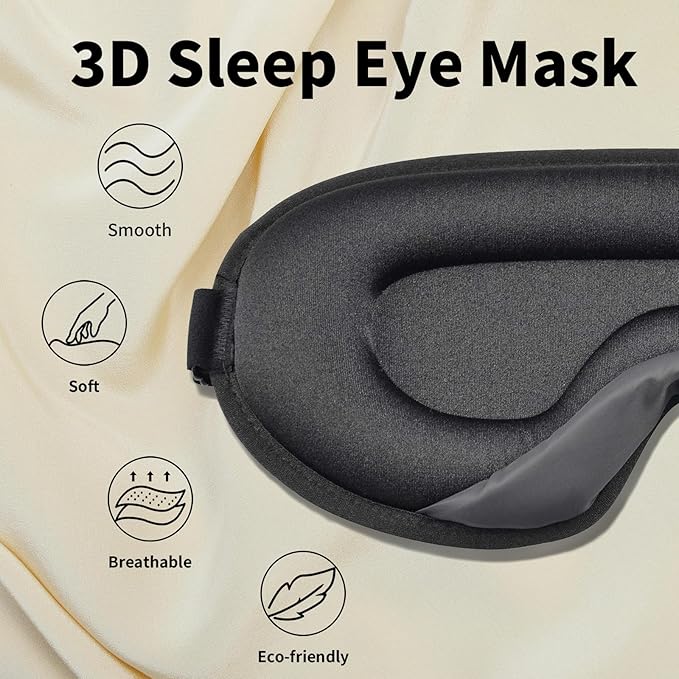 3D Mesh Breathable Sleep Eye Mask, Light Blocking Eye Mask, Zero Pressure Eye Mask, Soft Eye Cover, Comfort Blindfold, Travel Eye Mask, Night Sleep Mask, Gray