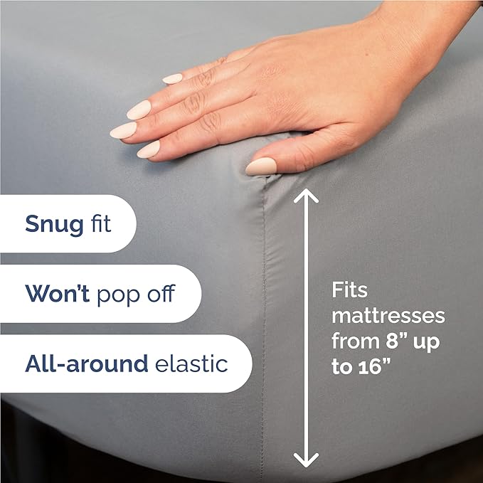 Full Size 4 Piece Sheet Set - Comfy Breathable & Cooling Sheets - Hotel Luxury Bed Sheets for Women and Men - Deep Pockets, Easy-Fit, Soft and Wrinkle Free Sheets - Steel Blue Oeko-Tex Bed Sheet Set