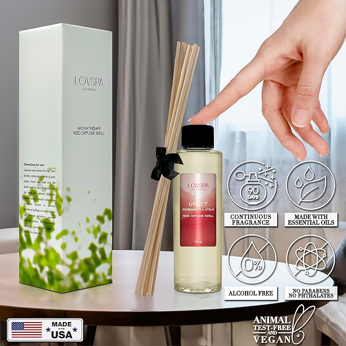 Uplift Pomegranate Citrus Diffuser Oil - Luxury Essential Oils for Diffuser Refill & Air Freshener Room Spray - Long-Lasting & Natural Home Fragrance, Scented Oil for Diffusers, USA Made, 4oz