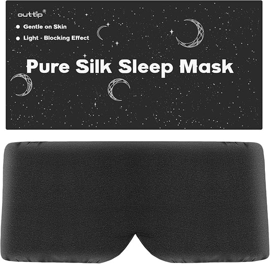 100% Mulberry Silk Sleep Mask for Women & Men Beauty Sleep, Adjustable Blindfold Silk Eye Mask for Sleeping Side Sleepers, Soft Pressure-Free Design for Home, Travel, Office, Nap