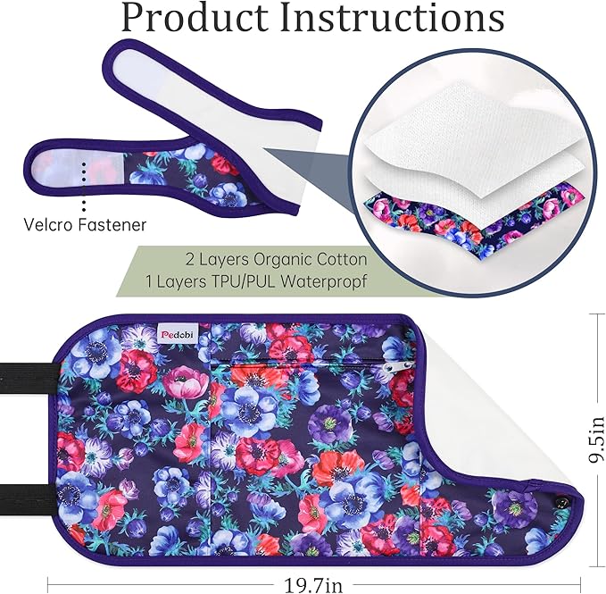 Reusable Castor Oil Pack Wrap for Liver Detox, Castor Oil Wrap for Stomach Less Mess, Elastic Strap Bamboo Cotton Machine Washable Anti Oil Leak 2pcs, Red Flower