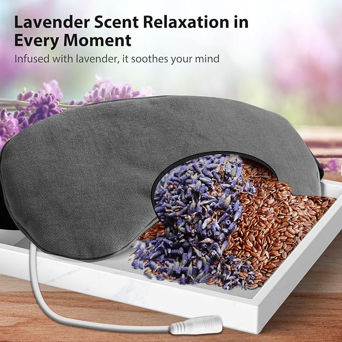 Heated Eye Mask, Warm Eye Compress Mask, USB Electric Eye Heating Pad with Temperature & Timer Control, Dry Eye Mask for Dry Eyes Blepharitis Sinus Migraine Stye MGD Puffiness Gray