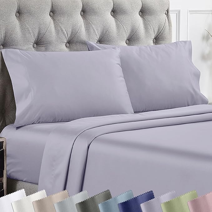 California Design Den King Size Pillow Cases Set of 2-1000 Thread Count, Soft and Smooth Sateen Weave, 100% Cotton Pillow Cover, Thick and Durable - Lavender Grey