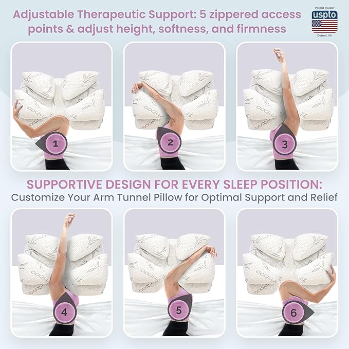 Wife Pillow Side Sleeper Pillow with Arm Hole for Shoulder Pain Relief, Arm Tunnel Design for Proper Neck & Spine Alignment, All-Night Comfort for Adults - Cooling Shredded Memory Foam