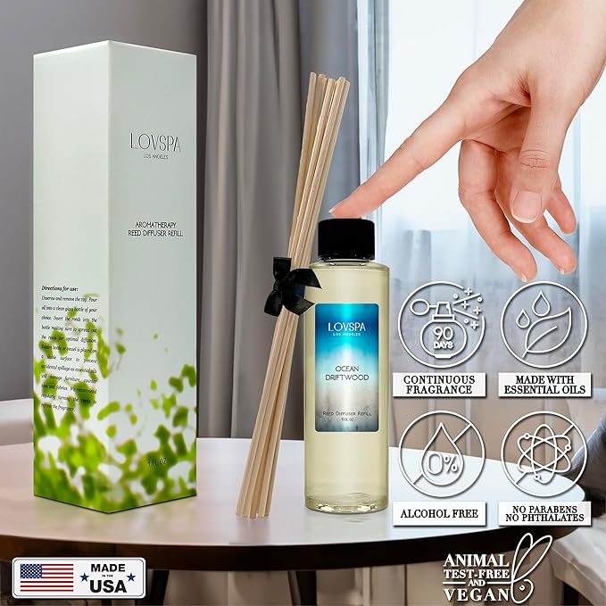 Ocean Driftwood Diffuser Oil - Luxury Essential Oils for Diffuser Refill & Air Freshener Room Spray - Long-Lasting & Natural Home Fragrance, Scented Oil for Diffusers, USA Made, 4oz