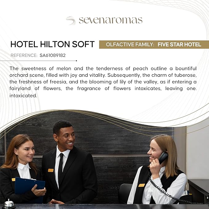 SevenAromas Hotel Scent Diffuser Oil, Luxury Hotel-Inspired Essential Oil for Aromatherapy & HVAC Diffusers – Premium Dropper Bottle - 45 ml 1.52 FL oz (Hotel Hilton Soft)