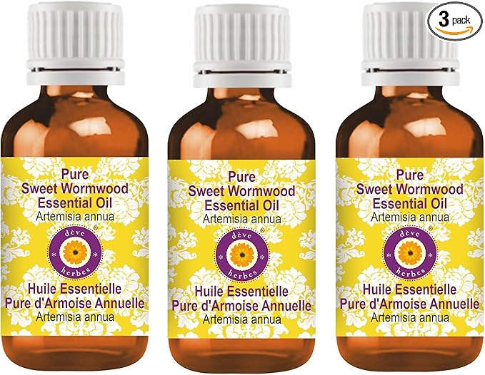 Deve Herbes Pure Sweet Wormwood Essential Oil (Artemisia annua) Steam Distilled (Pack of Three) 100ml X 3 (10 oz)
