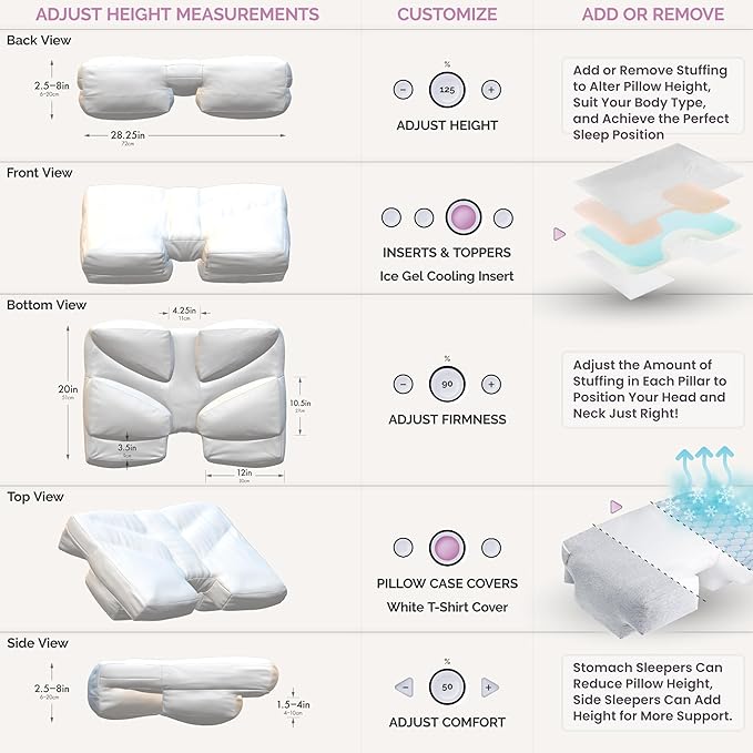 Wife Pillow Side Sleeper Pillow with Arm Hole for Shoulder Pain Relief, Arm Tunnel Design for Proper Neck & Spine Alignment, All-Night Comfort for Adults - Down Goose Feather/FiberFill