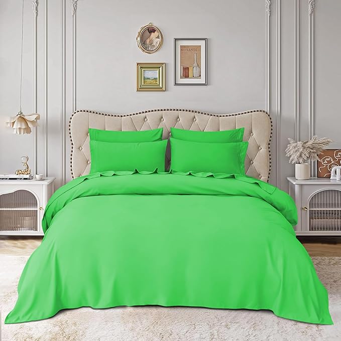 Mocassi Pillowcases 1800 Premium Hotel Quality - Easy Care, Smooth Weave, Wrinkle and Stain Resistant, Easy Slip-On, 2-Piece Set, King Pillowcase, Emerald Green