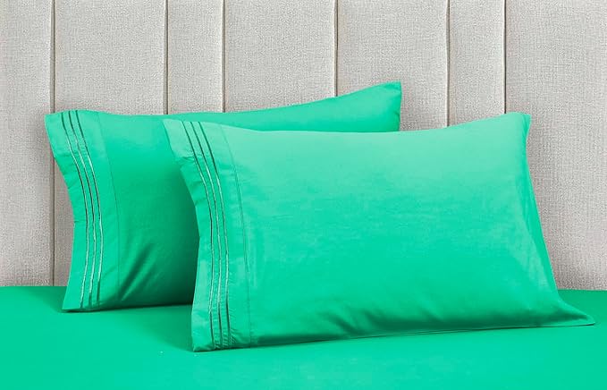 Mocassi Luxury Full 4-Piece Sheet Set - 1800 Premium Hotel Quality - Easy-Fit, Wrinkle, Fade Resistant Bed Sheets and Pillowcases - All Around Elastic Fitted Sheet, Deep Pocket, Paradise Teal