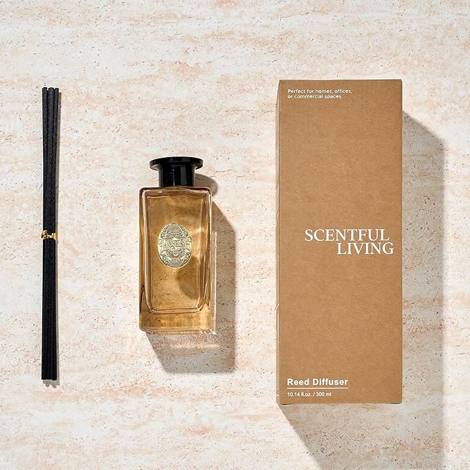 M&SENSE 10.14 oz Large Reed Diffuser Set | White Tea & Sage Scent Oil Diffuser with Sticks | Hotel Collection Non-Toxic Essential Oil |for Bedroom Bathroom Living Room