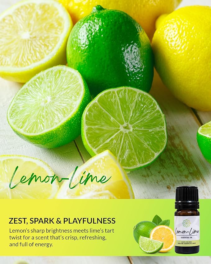 Essence Lemon-Lime Essential Oil, 5 ml | Aromatherapy Oil for Diffusers & Personal Use | Natural Fragrance for Relaxation, Clarity & Wellness | Made in USA | Citrus Blend Scent