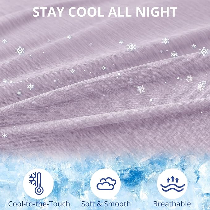 Sasttie Cooling Pregnancy Pillow Cover, 57-inch U Shaped Pregnancy Pillow Case, Fits 55 to 57 Inch Maternity Pillow, Lavender Purple (No Pillow Insert)