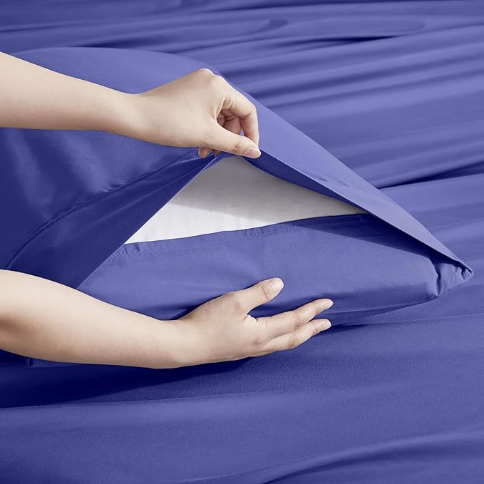 Nestl Extra Deep Queen Sheet Set - 6 Piece Breathable & Cooling Sheets - Hotel Luxury Bedding Set w/18-24 Inch Deep Pockets - Easy & Secure Fit - Super Soft, Wrinkle Free & Comfy - Royal Blue