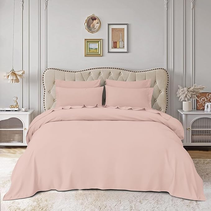 Mocassi Luxury Twin 4-Piece Sheet Set - 1800 Premium Hotel Quality - Easy-Fit, Wrinkle, Fade Resistant Bed Sheets and Pillowcases - All Around Elastic Fitted Sheet, Deep Pocket, Blush