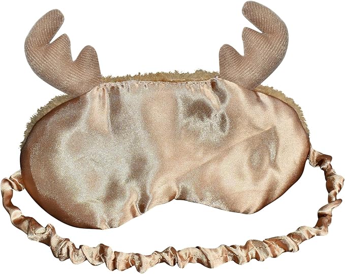 Cute Animal Sleeping Mask Sleep Mask, Christmas Reindeer Soft Plush Eye Masks for Travel Nap Funny Rudolph Blindfold Eye Cover Eyeshade for Adult Teens Men Women - Reindeer, Brown