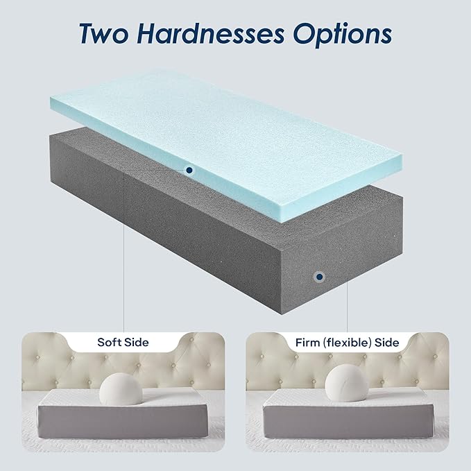 Kehangte Cooling Cube Pillow for Side Sleepers, Square Memory Foam Side Sleeper Pillow Firm Soft Double-Sided Supportive, Support Head Neck Shoulder for Pain Relief Cervical Pillow, 24"x12"x6"