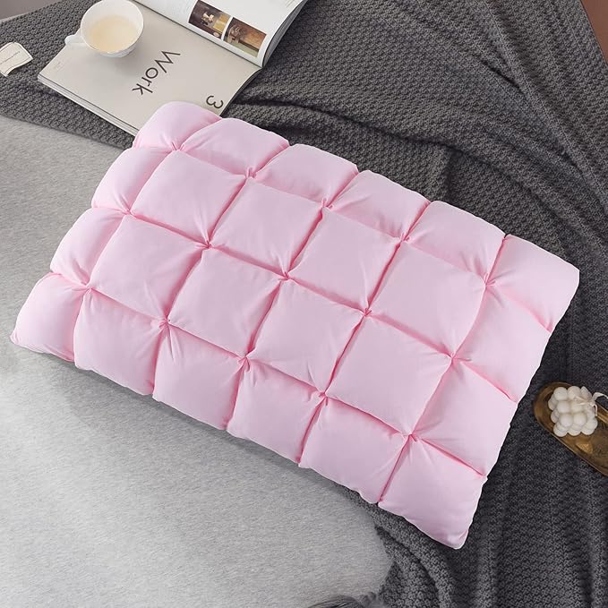 YOUR MOON Soft Pillows for Sleeping, Support Bed Pillows, Fluffy Down Alternative Pillow, Luxury Hotel Gel Pillows for Side Sleeping Queen Size (Pink)