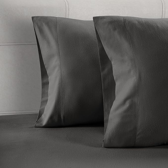 LANE LINEN Pillows Queen Size Set of 2 Soft 100% Egyptian Cotton Cool & Smooth Pillow Cases - Charcoal