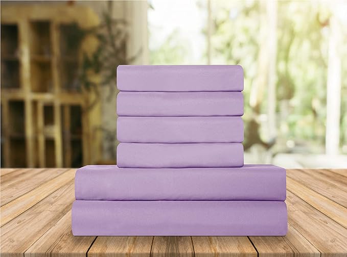 Elegant Comfort Luxury Soft Bed Sheets 1500 Premium Hotel Quality Microfiber Softness Wrinkle and Fade Resistant (6-Piece) Bedding Set, Queen, Periwinkle Lavender