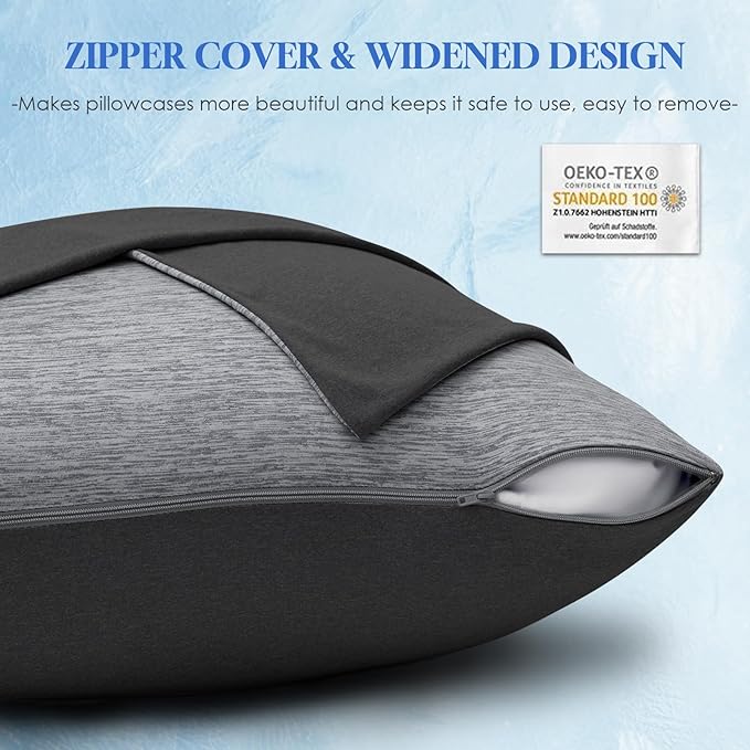 CHOSHOME Cooling Pillow Cases Zipper Pillow Covers Q-Max > 0.45 Zippered Pillowcases for Hot Sleepers, Soft, Breathable, Skin-Friendly, 4 Pack (Queen, 20"x30", Black)