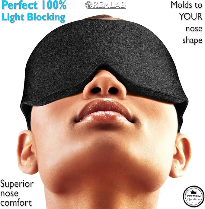 Sleep Mask Sleeping Blindfold, Light Blocking 3D Design Blackout Eye Masks for Women and Men, Soft Cooling Eye Covers for Night and Travel, Eyemask Eyelash Extensions Cover (Blackout Black)