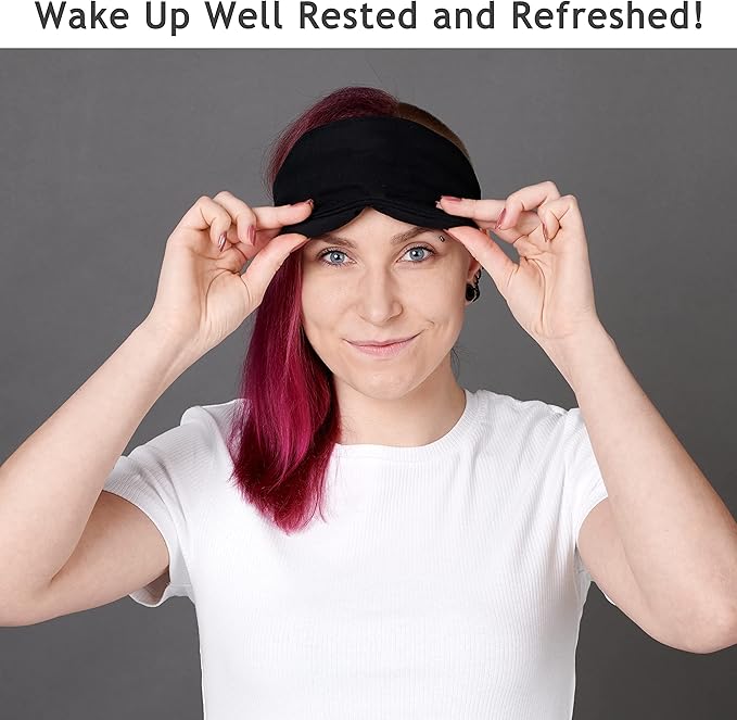 100% Tencel Sleep Eye Mask - Black - Superior to Cotton - Light Blocking Travel Blindfold for Men & Women - Ultra-Soft & Comfortable with Adjustable Strap for Restful Sleep - by JoMo