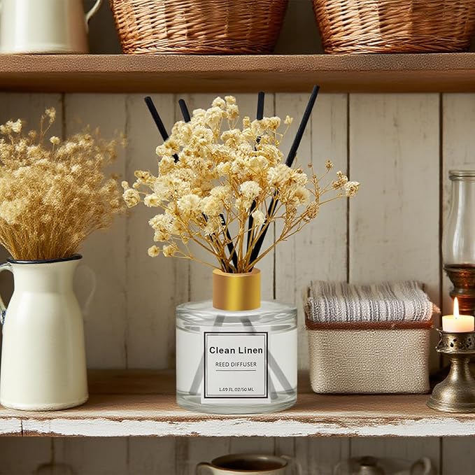 Reed Diffuser Set of 3 Pack,Clean Linen,Eucalyptus & Mint,Ocean Scented Oil Diffuser with 4 Sticks,Reed Diffusers for Home,Living Room,Bathroom Air Freshener Diffuser,50ml x 3