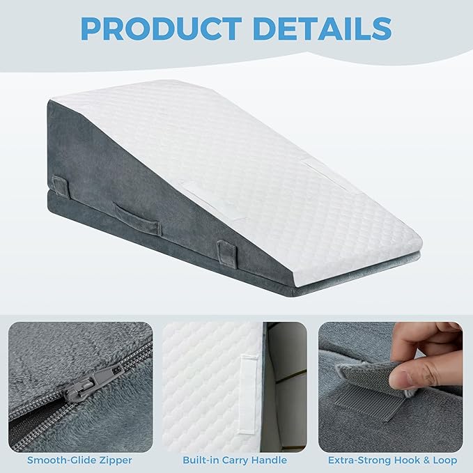 Ganondorf Leg Elevation Pillow, Premium Foam Leg Support Adjustable Wedge Pillow Relieves Joint Pain After Surgery Ergonomic Curve for Leg Support Promote Blood Circulation Single Leg