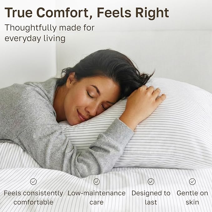 California Design Den Soft Cotton Cal King Size Bed Sheets Set, 400 TC Good Housekeeping Award Winner, Smooth Sateen Finish with Deep Pockets, Cozy and Durable Cal King Bedding Set - Pinstripe