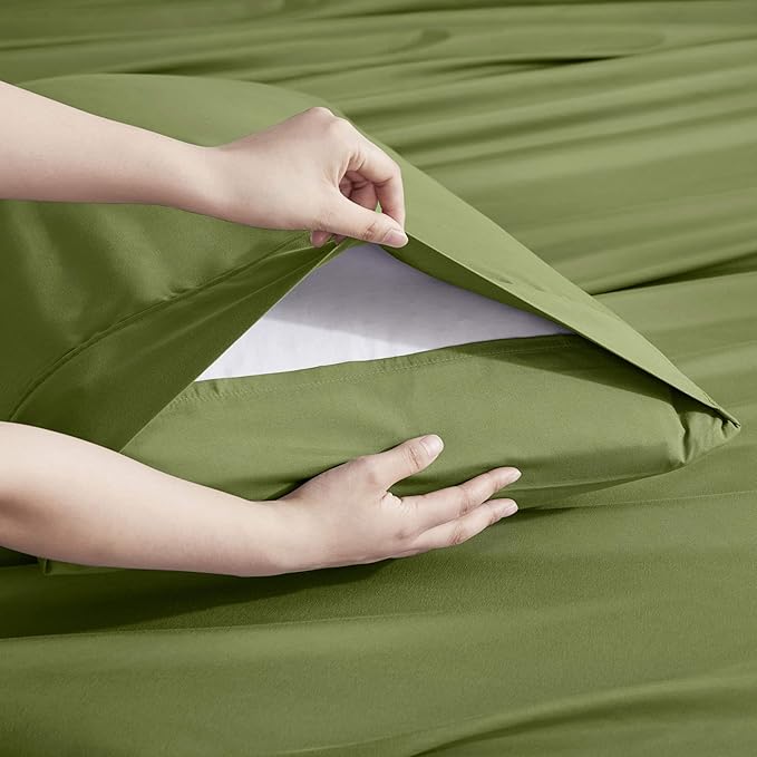 Nestl Extra Deep King Sheet Set - 6 Piece Breathable & Cooling Sheets - Hotel Luxury Bedding Set w/18-24 Inch Deep Pockets - Easy & Secure Fit - Super Soft, Wrinkle Free & Comfy - Calla Green
